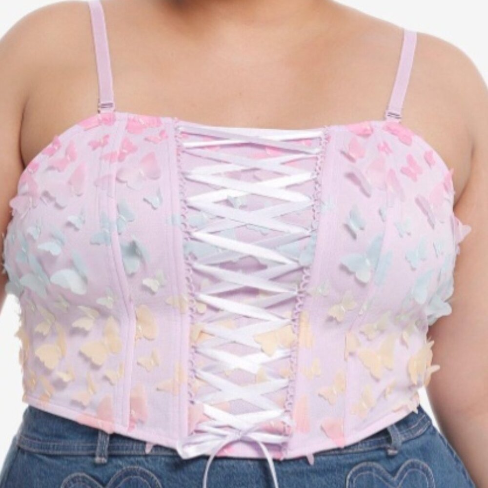 Hot topic Thorn and Fable Rainbow Butterfly pastel corset